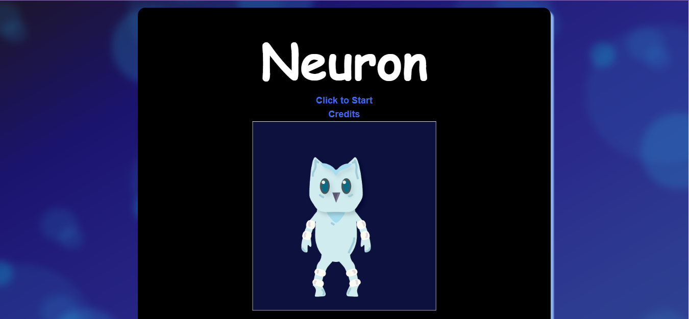 A screenshot showcasing the opening screen for Neuron