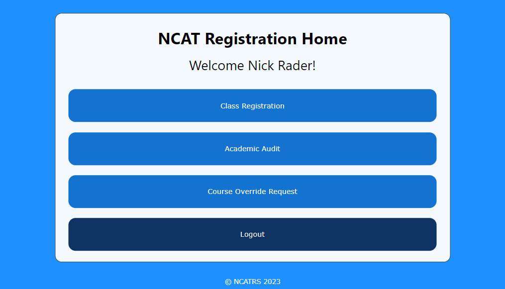 A screenshot showcasing the Front-End design for the Software